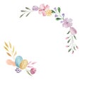 Easter Eggs Ã¢â°Ë Watercolor Pastel Spring Leaves Floral Garland Border Frame Royalty Free Stock Photo